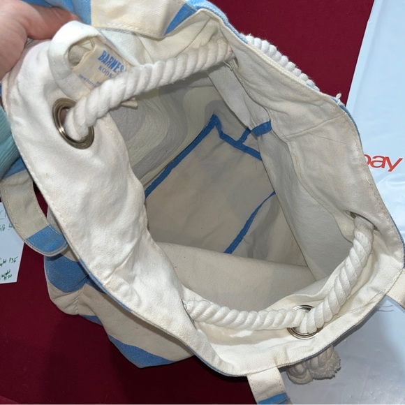 Barnes and Noble BLUE Stripe Canvas book BAG BEACH TOTE. yellow STAR, 19” X 13” - Picture 14 of 15